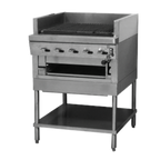 Thumbnail image #1 for Montague Company Legend UFSM-48C 48-Inch Freestanding Modular Charbroiler, Ceramic Briquettes, Adjustable Reversible Cast-Iron Grate