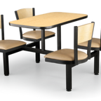 Thumbnail image #1 for JustChair Manufacturing CLUS-RD42-4S-WB Round 42-Inch Cluster Table with 4 Padded Swivel Seats, Laminated Top, Welded Steel Frame
