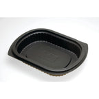 Thumbnail image #1 for Dinex Proex DXMW4024PBLK Disposable Medium Oval Entrée Platter, 24 oz, Microwaveable Polypropylene, Black