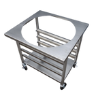 Thumbnail image #1 for IMC/Teddy MBS-T30 Mobile Stainless Steel Bowl Stand for 30 qt Bowl, Open Base with Undershelf and Tray Slides