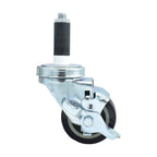 Thumbnail image #1 for BK Resources 3SBR-1RA-PLY-TLB 3" Polyurethane Swivel Stem Caster with 1" Expanding Stem, Top-Lock Brake, 300 lb Capacity