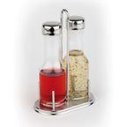 Thumbnail image #1 for Libbey APS Germany - Classic APS 40440 Oil & Vinegar Set, 3-Piece, Clear Glass Containers, Stainless Steel Base