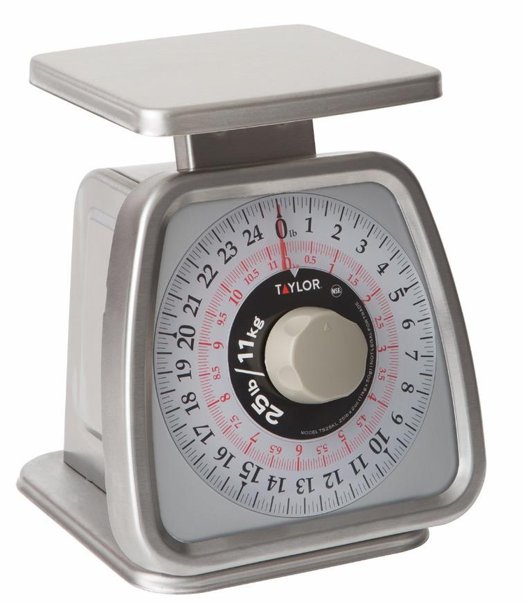 Product image #5 for Taylor Precision Analog Dual-Measure Portion Control Food Scale with Rotating Dial, 25 lb. x 2 oz. / 11 kg x 50 g Capacity, Stainless Steel