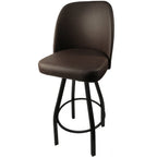 Thumbnail image #1 for Oak Street SL2136 Upholstered Vinyl Swivel Bar Stool with Bucket Seat, Waterfall Front, Single Footring, Black Powder-Coat Frame
