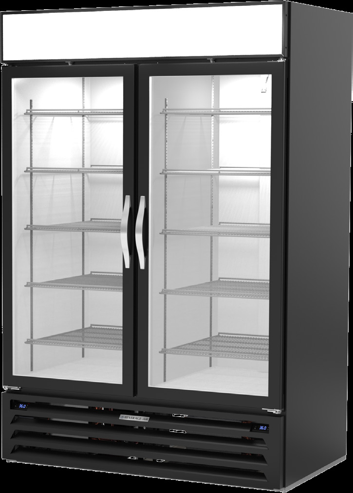 Product image #5 for Beverage Air MarketMax Dual Temp Two-Section Reach-In Glass Door Merchandiser Refrigerator, 52 Inch, Bottom-Mounted Self-Contained
