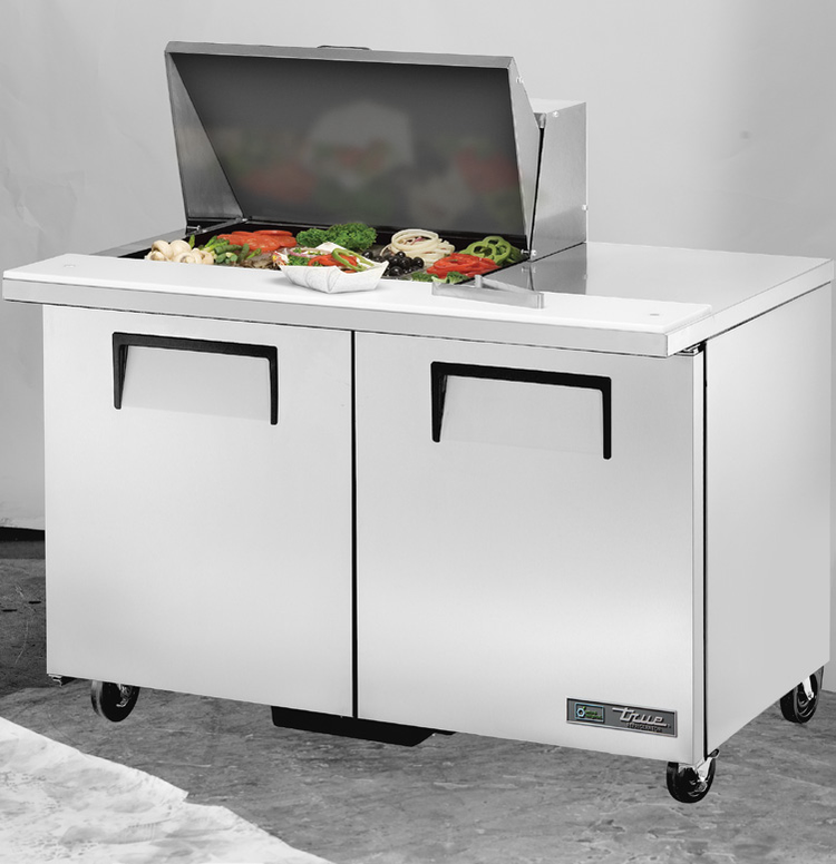 Product image #5 for True Mega Top 48-Inch 2-Section 2-Door Sandwich/Salad Prep Table with 12-Pan Top