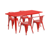 Thumbnail image #1 for Flash Furniture ET-CT005-4-70-RED-GG Rectangular Table and 4-Chair Set, 63"W x 31-1/2"D x 29-1/2"H, Red