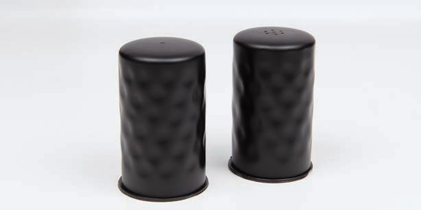 Product image #4 for 2 oz. Hammered Black Stainless Steel Salt & Pepper Shaker Set