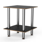 Thumbnail image #1 for Steelite International Mogogo, Modular MGCMDX03MSXF 2-Tier Square Modular Serving Table, Nero Marquina Marble Laminate Top, 29-1/2" x 29-1/2" x 35"H