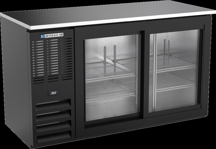Product image #2 for Beverage-Air Two-Section Shallow-Depth Back Bar Refrigerator with Sliding Glass Doors, 58 Inch, 14.8 Cu. Ft.