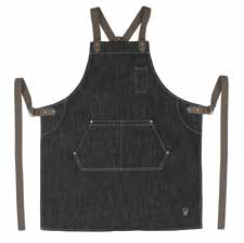 Product image #3 for Signature Chef Heavyweight Denim Cross-Back Bib Apron, 31-3/4 x 26-3/4 Inches, Dark Wash with Brown Straps