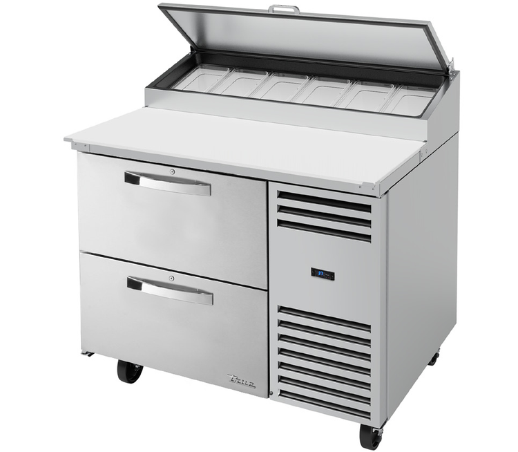 Product image #2 for True SPEC Series 44 3/4-Inch Self-Contained Rear-Mounted Pizza Prep Table with 2 Locking Drawers