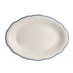 Thumbnail image #1 for Steelite International HL Ivory HL52663929 Oval China Platter, 11.75 x 8 in, Carolyn Styleline Blue, Scalloped Edge 1 Dozen