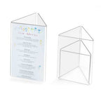 Thumbnail image #1 for Cal-Mil Classic 541 Triangle Clear Acrylic Menu/Card Holder, Accommodates 4 x 6 in Card Case of 24