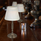 Thumbnail image #3 for Sterno Vintage Charm 80412 Table Candle Lamp, 10-1/2"H, White Cloth Shade, Oil Bronze Base, for Liquid Wax or Flameless Candles