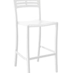 Thumbnail image #1 for Grosfillex UT739096 Armless Outdoor Barstool with Slatted Resin Back and Aluminum Seat/Base, Glacier White Case of 2
