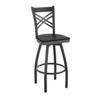 Thumbnail image #1 for Flash Furniture Hercules XU-6F8B-XSWVL-BLKW-GG Commercial Swivel Bar Stool, Metal X-Back, Black Wood Seat with Upholstered Cushion