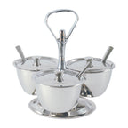 Thumbnail image #1 for CAC China STSV-3 Tabletop Beverage Condiment Organizer, 3-Compartment Stainless Steel Case of 24