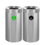 Thumbnail image #1 for Alpine Industries ALP475-27-CO-T Dual-Stream Stainless Steel Compost Bin and Trash Can, 27 Gallon Each, Open Top