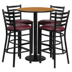 Thumbnail image #1 for Flash Furniture RSRB1027-GG 30" Round Table and 4 Bar Stool Set, 42"H, Burgundy Vinyl Seats