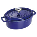 Thumbnail image #1 for Zwilling J.A. Henckels Staub® 1020384 Oval Enameled Cast Iron Dutch Oven with Cover, 5.75 qt, Blue, Induction Ready