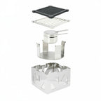 Thumbnail image #2 for Eastern Tabletop Lexus 1741 Ridge Design Connecting Riser Stand, 8 x 8 x 5 in, 18/10 Stainless Steel, Grate Top