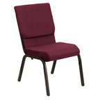 Thumbnail image #1 for Flash Furniture Hercules XU-CH-60096-BYXY56-GG Stacking Church Chair, Burgundy Patterned Polyester Upholstery, Gold Vein Frame