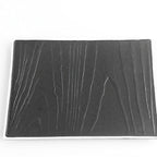Thumbnail image #1 for Kadra Kitchenware Vikko Thunder VT-0791 Rectangular China Plate, 10", White Rim, Black Grain Texture Case of 12