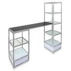Thumbnail image #2 for Eastern Tabletop Q-Bik ST1810G 3-Tier Mobile Buffet Display System, 18/10 Stainless Steel, Removable Glass Shelves, Locking Casters, 47-1/4"H