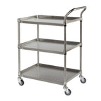 Thumbnail image #1 for Tarrison Products Ltd. TS-BC1836S Stainless Steel 3-Tier Bus Cart, Solid Shelves, 36"W x 18"D x 35"H, 330 lb Capacity