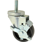 Thumbnail image #1 for AllPoints Foodservice Parts & Supplies 2561187 Swivel Stem Caster with Brake, 3-in Polyolefin Wheel, Threaded D-Stem