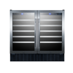 Thumbnail image #1 for Summit Commercial SWC3668 68-Bottle Dual-Zone Undercounter Wine Cooler, Two Glass Doors, Stainless Steel Trim