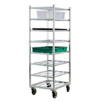 Thumbnail image #1 for New Age 1358 Mobile Aluminum Bus Cart, Open Frame, 8 Shelves, Side/Front Loading, 67"H x 27"D x 20.88"W