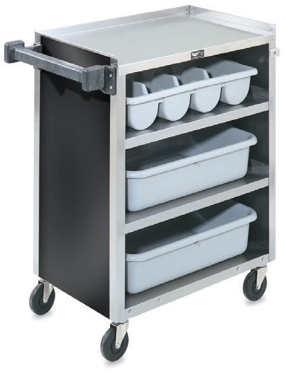 Product image #4 for Vollrath 97180 4-Shelf Stainless Steel Bussing Cart, 300 lb. Capacity, Black Vinyl Finish
