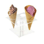 Thumbnail image #1 for Cal-Mil 396 Pedestal Waffle Cone Holder, 4-Cone Capacity, 2-Inch Holes, Clear Case of 4