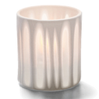 Thumbnail image #1 for Hollowick/Steelite Boutique 6207ST Porcelain Striped Votive Candle Holder, White, 3-1/8"H x 2-7/8" Dia.