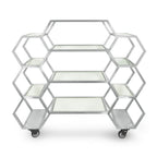 Thumbnail image #1 for Eastern Tabletop Grab n' Go ST1730 Mobile Stainless Steel Buffet, 63"W x 17-3/4"D x 60"H, Double-Sided, 12 Shelves