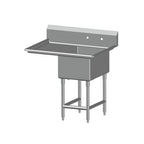 Thumbnail image #1 for SPG International Universal Stainless 1SL24-LD24 1-Compartment Stainless Steel Sink, Left Drainboard, 24" x 24" Bowl, 14 Gauge, 9" Backsplash