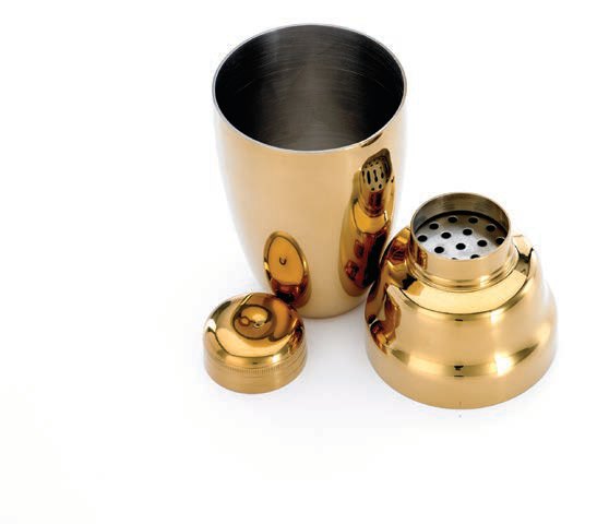 Product image #2 for Barfly Heavy-Duty 17 oz 3-Piece Gold-Plated Cocktail Shaker