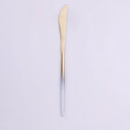 Thumbnail image #1 for Kadra Kitchenware Vikko Dine VF-KN10-VCW Steak Knife, Two-Tone Brushed White and Champagne Gold, 18/10 Stainless Steel Case of 12