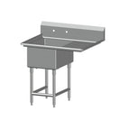Thumbnail image #1 for SPG International Universal Stainless 1SL24-RD24 1-Compartment Stainless Steel Sink, Right Drainboard, 24 x 24 x 14 in Bowl, 9 in Backsplash