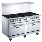 Thumbnail image #2 for Dukers Appliance Co., USA Ltd. DCR60-10B 60 in Commercial Gas Range with 10 Open Burners, 2 Standard Ovens, Stainless Steel Exterior