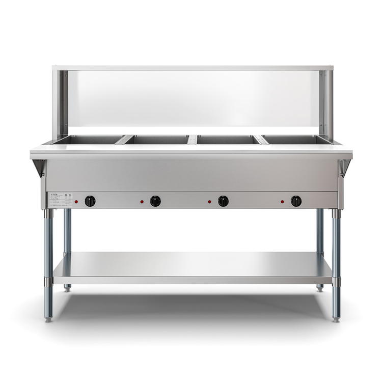 Product image #4 for KoolMore 4-Pan Electric Open Well Steam Table with Undershelf and Sneeze Guard