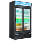 Thumbnail image #1 for USR Brands Coldline G48S-B Two-Section Glass Door Refrigerator Merchandiser, 48"W, 29.31 cu. ft., Black, Sliding Doors