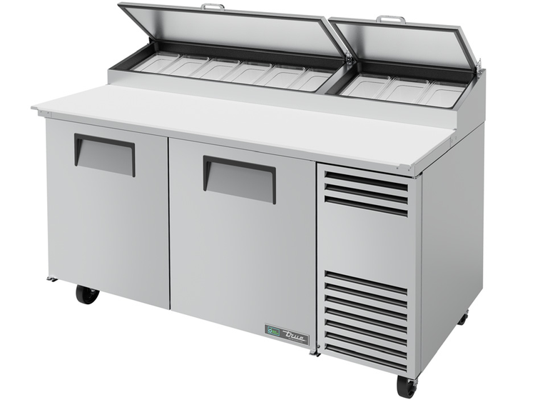 Product image #6 for True 67-Inch 2-Section Pizza Prep Table with 19-1/2-Inch White Polyethylene Cutting Board