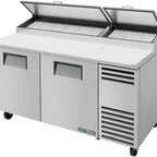 Thumbnail image #6 for True Mfg. - General Foodservice TPP-AT-67-HC 67-Inch 2-Section Pizza Prep Table with 19-1/2-Inch White Poly Cutting Board, 2 Doors