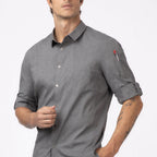 Thumbnail image #1 for Chef Works SES02-GRY-2XL Gray Long-Sleeve Chef Shirt, Poly/Cotton Blend, Snap Front, Men's 2XL