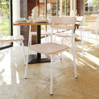 Thumbnail image #2 for Flash Furniture XU-CH10443-ANTWHT-GG Stackable Dining Chair with Solid Wood Seat and Back, White Metal Frame, Antique White Finish