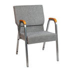 Thumbnail image #1 for Flash Furniture Hercules XU-DG-60156-GY-GG Stackable Arm Chair, Gray Fabric Upholstery, Wood Accent Arms, Silver Vein Steel Frame