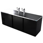 Thumbnail image #1 for Asber ADDC 94 Three-Section Direct Draw Beer Cooler, 95-1/2"W, Dual-Tap Towers, 5-Keg Capacity, Black Exterior